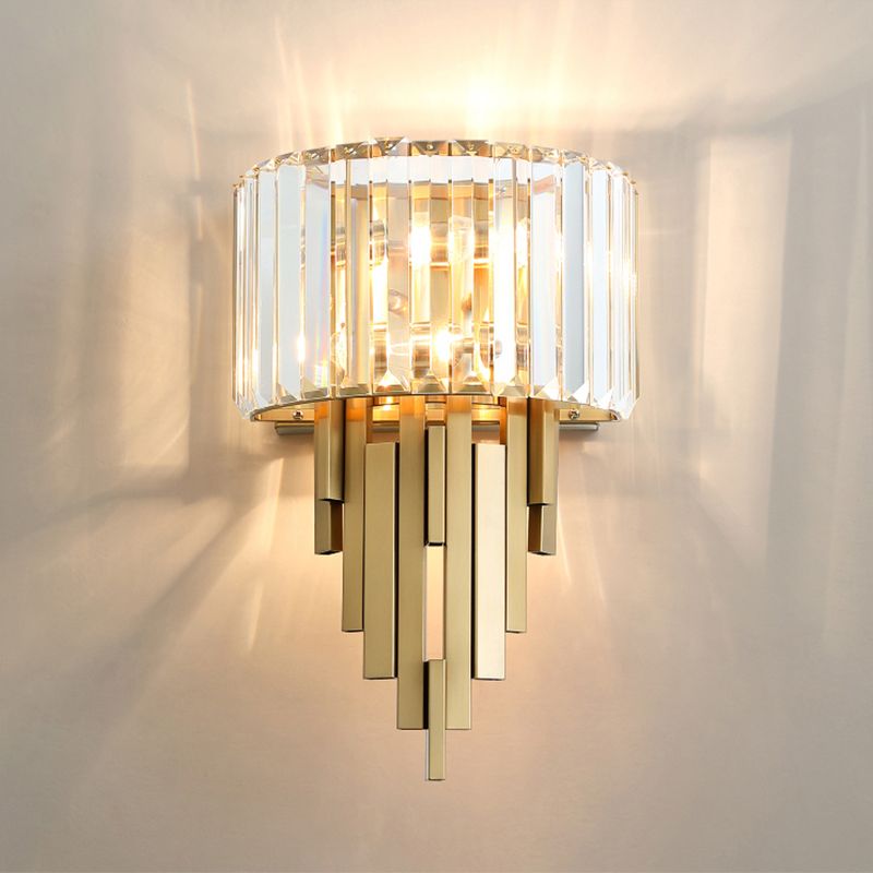 Half Shade Bedroom Wall Sconce Lighting Crystal Nordic Style Wall Lighting Fixture in Gold