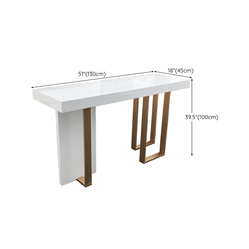 Faux Marble Bistro Bar Table Rectangle White Bar Table for Home
