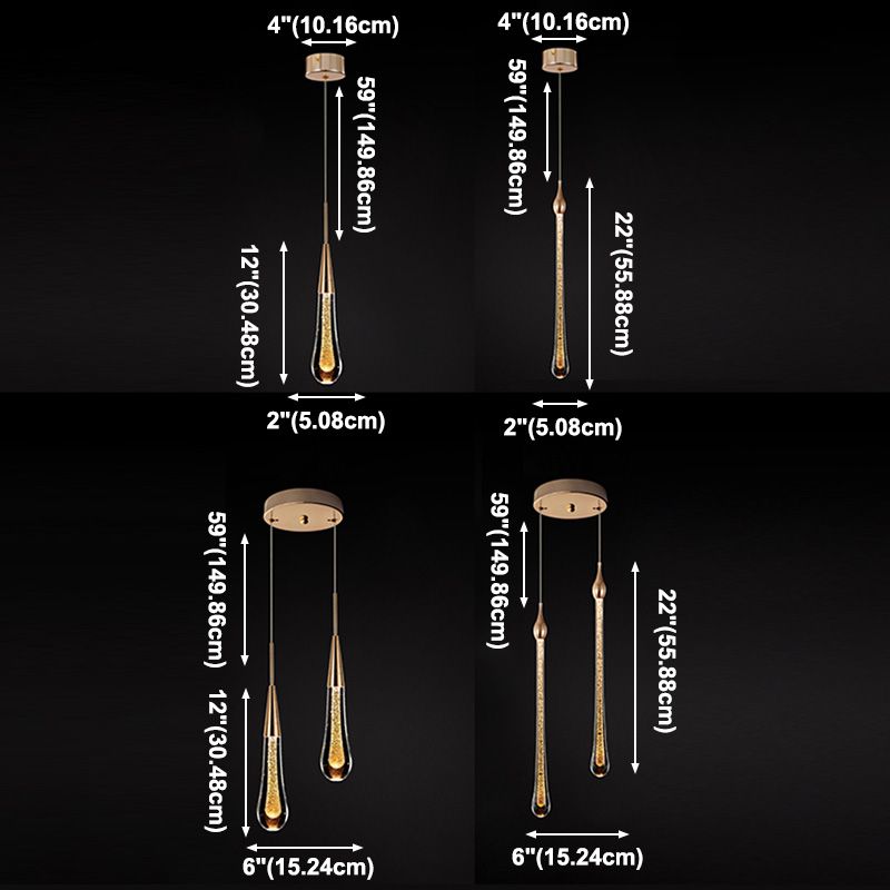 Tear Shape Crystal Hanging Light Fixture LED Simple Luxury Style Indoor Chandelier Pendant Light