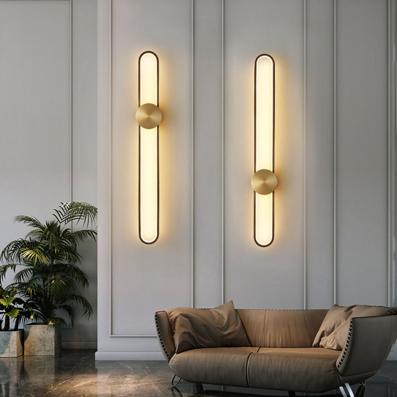 Contemporary Linear Wall Mount Lighting Minimalist Metallic LED Wall Sconce