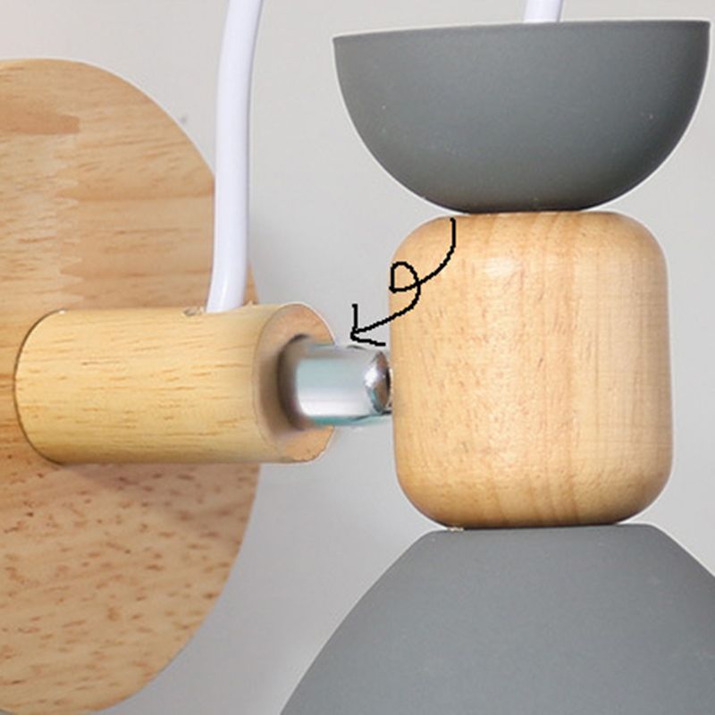 Nordic Macaroon Style Wall Lamp Angle Adjustable Simplicity Hallway Lighting Fixture with Solid Wood Base