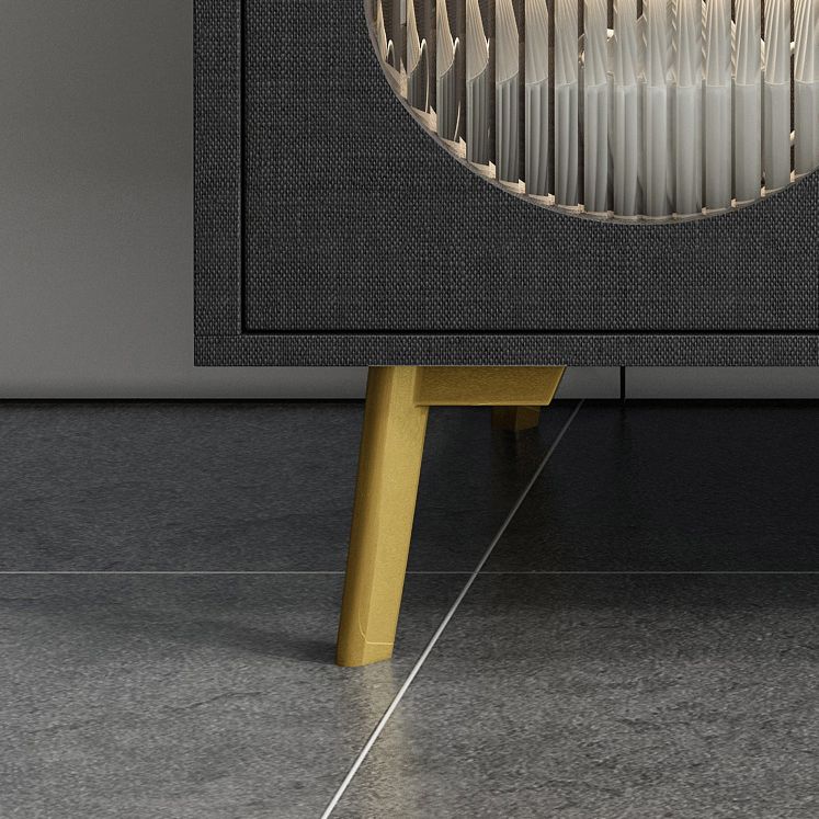 2-Drawer Engineered Wood Sideboard Glam Stone Countertop Credenza with Lamp for Restaurant