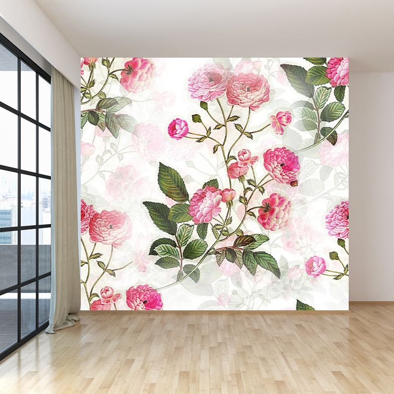 Flowers Illustration Wallpaper Environment Friendly Mildew Resistant Indoor Wall Mural