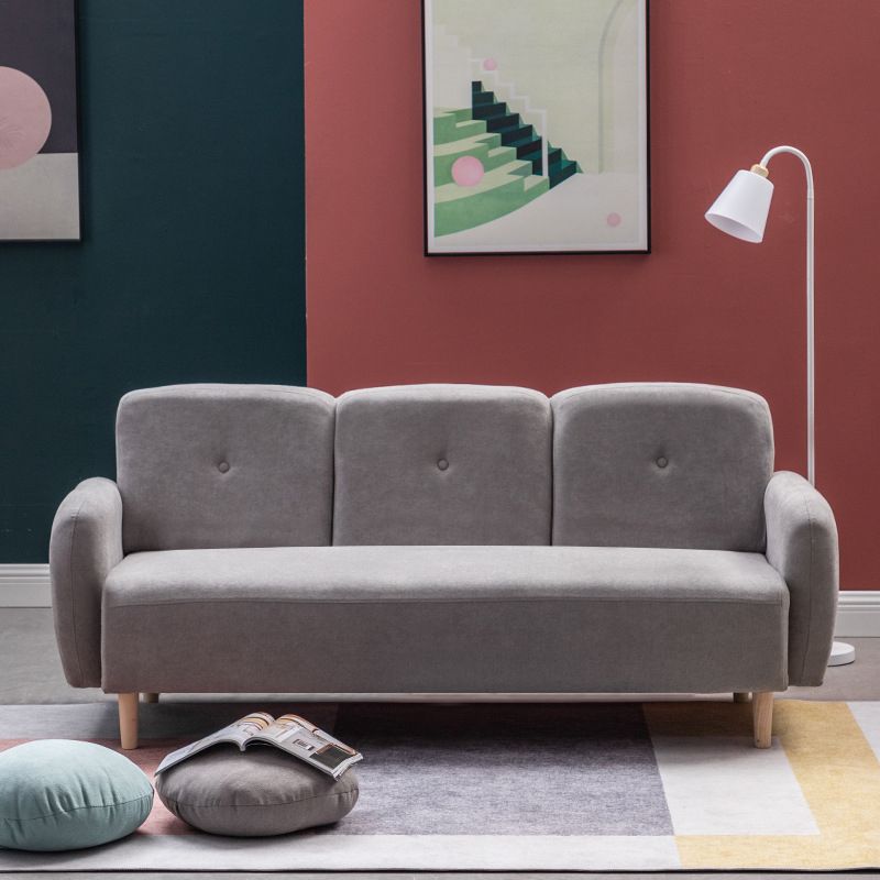 Velvet Sofa 29.52" H Recessed Arm with 3-seater Contemporary