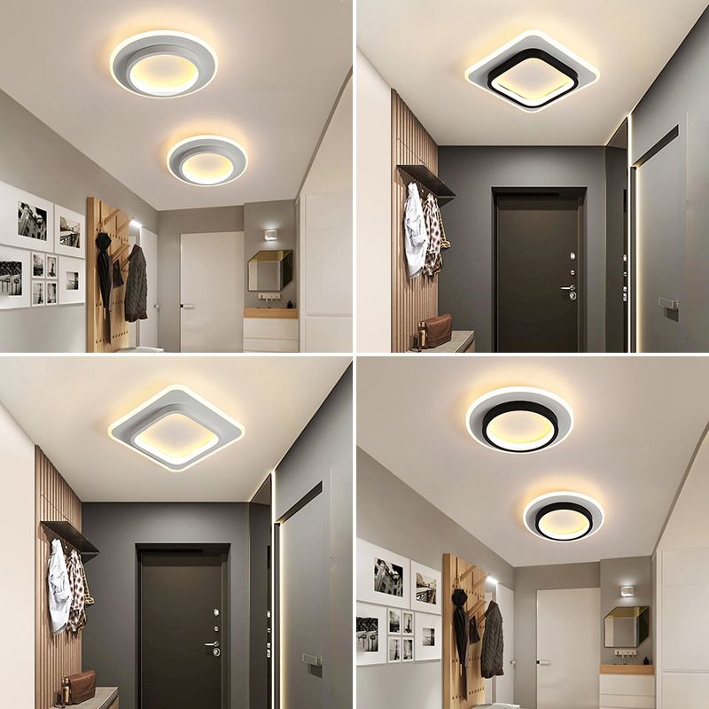 Modern Geometric Ceiling Lamp Aluminium 1 Light Flush Mount with Hole 2.5-4'' Dia