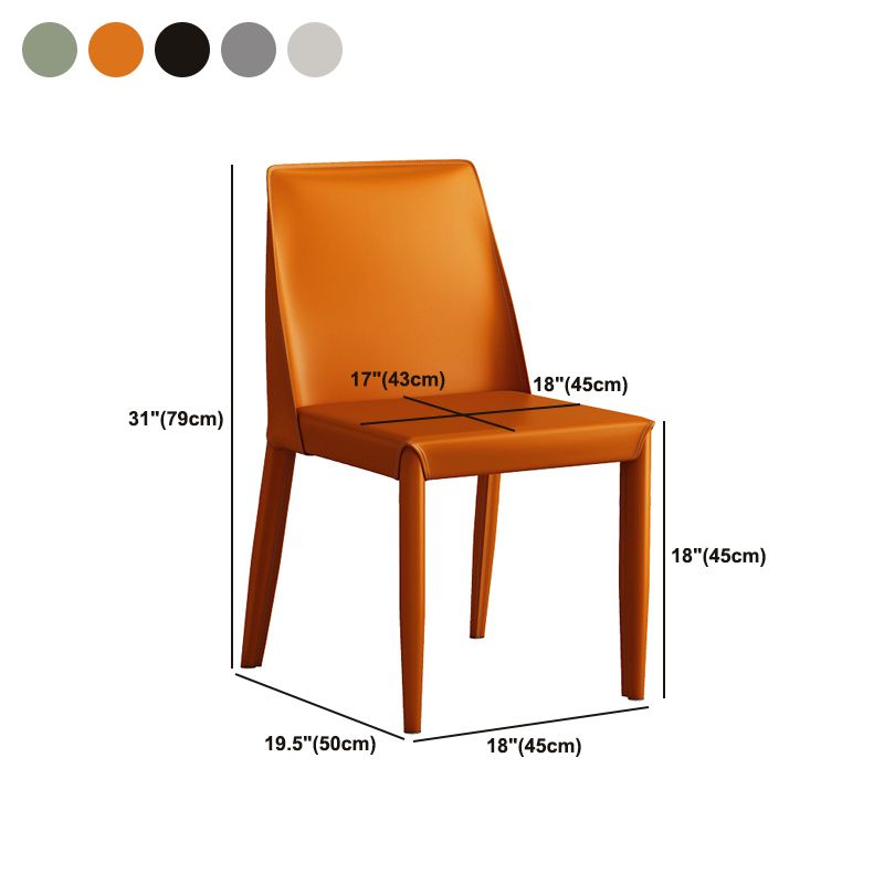 Faux Leather Armless Dining Chairs Contemporary Side Chair Set