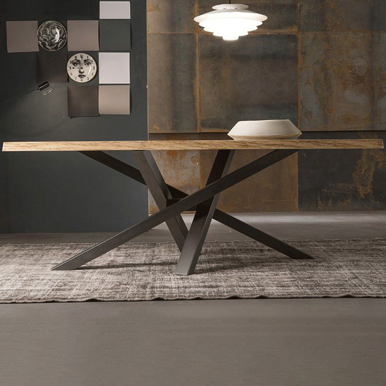 Industrial Dinning Table with Pine Rectangle Dining Table for Kitchen