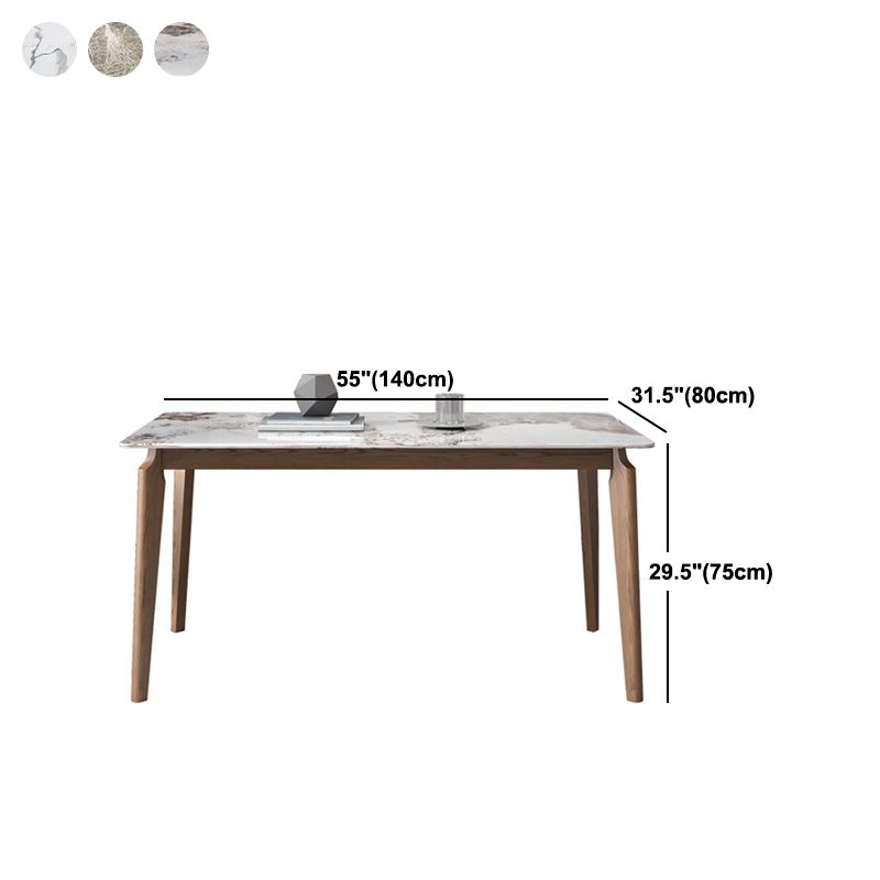 Rectangle Stone Table Modern Standard Height Dining Table with 4 Legs