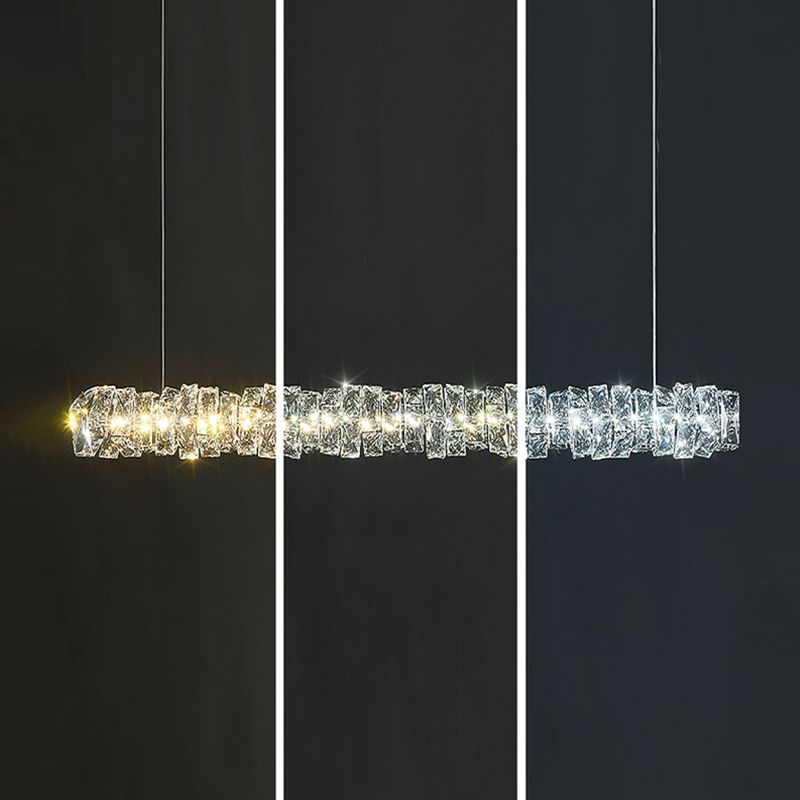 Modern Style Island Light 1-Light Island Hanging Light with Crystal Shade for Dining Room