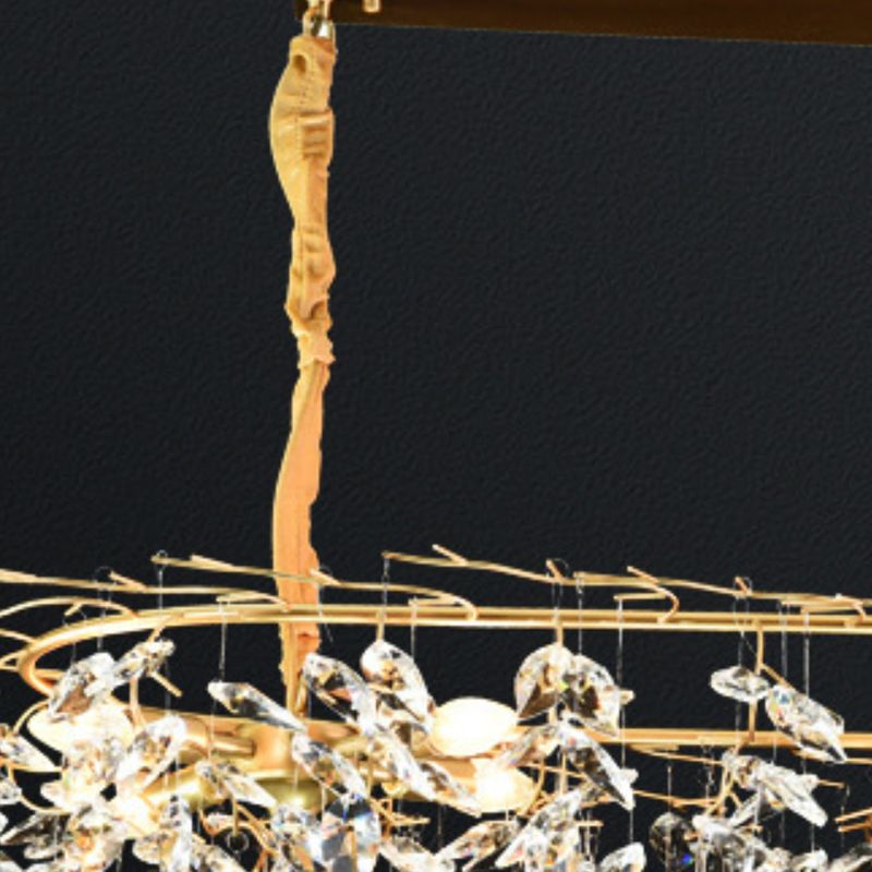 Crystal 4 / 8 - Light Kitchen Island in Gold and Clear Minimalist Ceiling Pendant Lighting