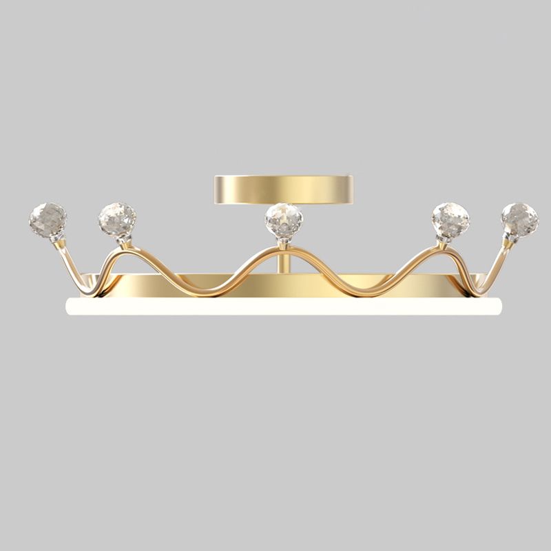 Metalen kroon dicht bij plafondlamp Moderne LED Semi Flush Mount Light Fixture voor kinderslaapkamer