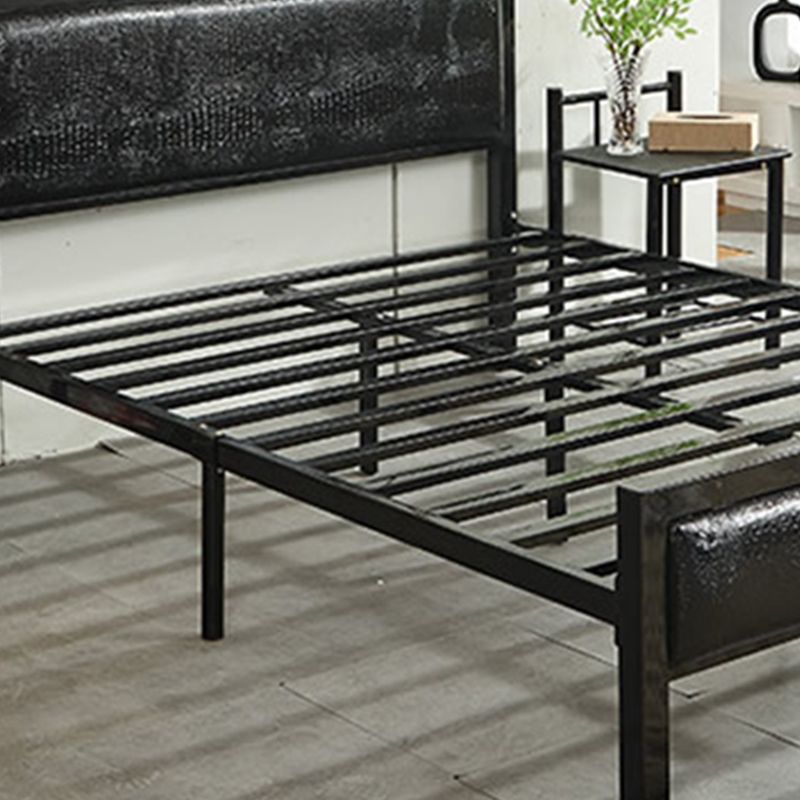 Contemporary Metal Standard Bed, Panel Rectangular Headboard Bed