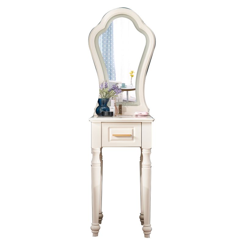 Solid Wood Makeup Vanity Desk Bedroom Dressing Table Stool Set with Drawer