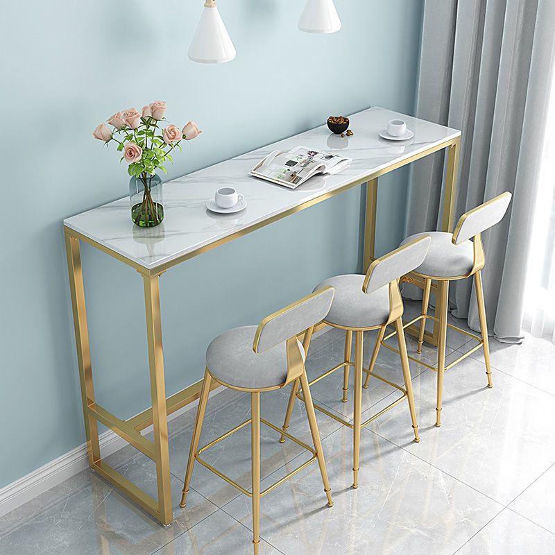 Rectangular Bar-height Table Stone Top Bistro Pub Table for Patio Use