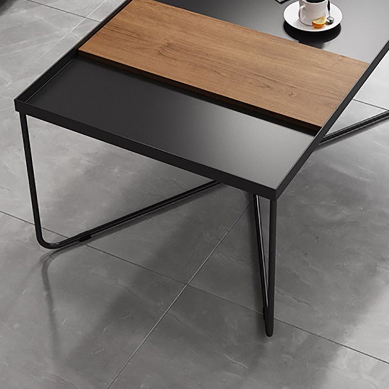Cross Legs Coffee Table Black Iron Coffee Cocktail Table with Tray Top