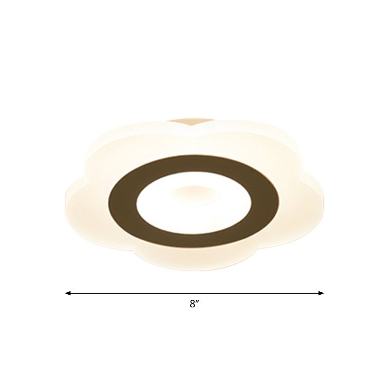 Ultrathin Hallway LED Ceiling Lamp Simplicity White Small Flush Mount Light with Floral/Square/Triangle Acrylic Shade