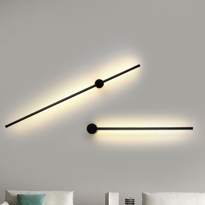 Simple Style Linear Wall Sconce Aluminum Sconce Wall Light in Black Finish