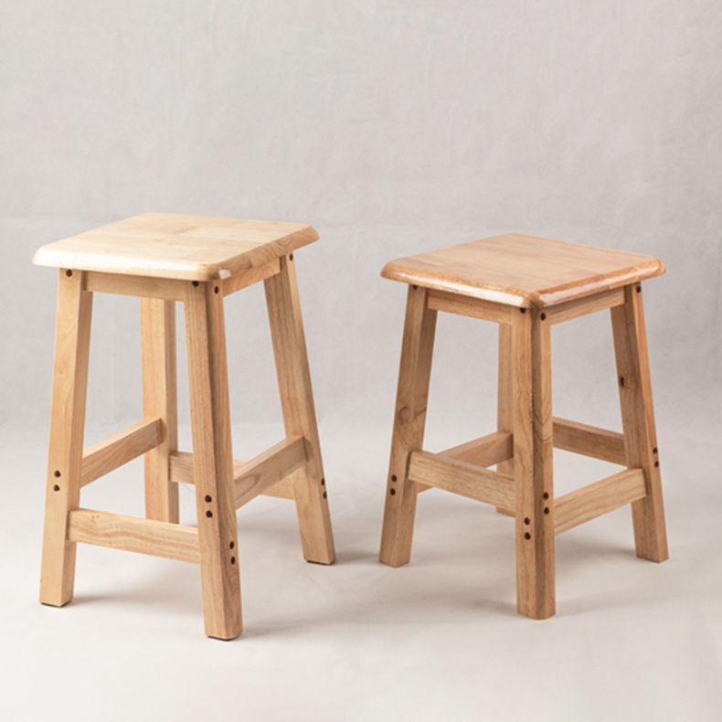 Contemporary Backless Square Seat Indoor Solid Wood Bar Stool