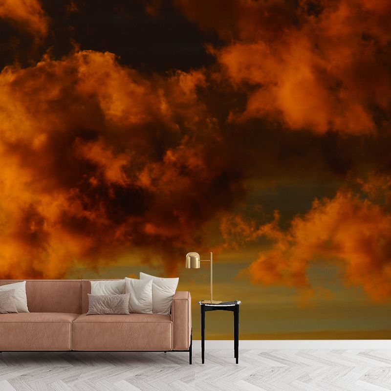 View of Clouds Mural Soft Color Stain Resistant Wall Art for Living Room