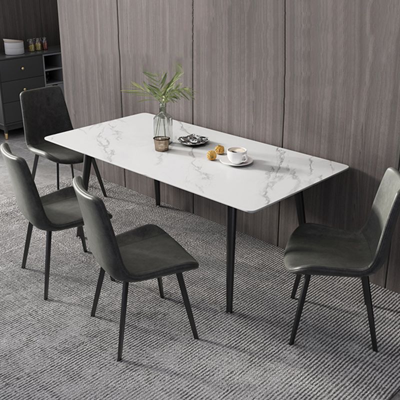Modern Dinette Set with Solid Back Chairs 1/4/5/6/7 Pcs Stone Top Dining Table Set