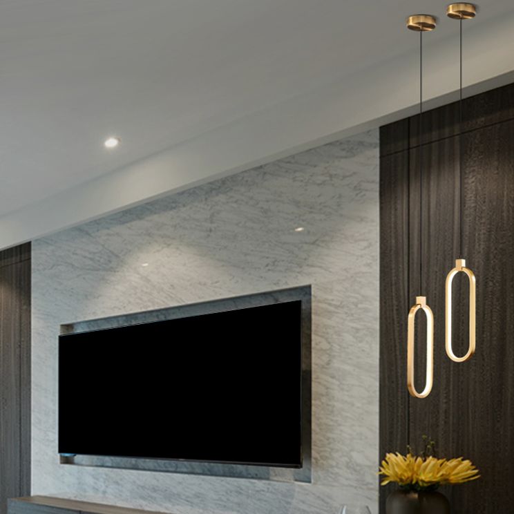 Minimalist LED Hanging Ceiling Light Aluminum 1-Light Linear Ceiling Pendant Light