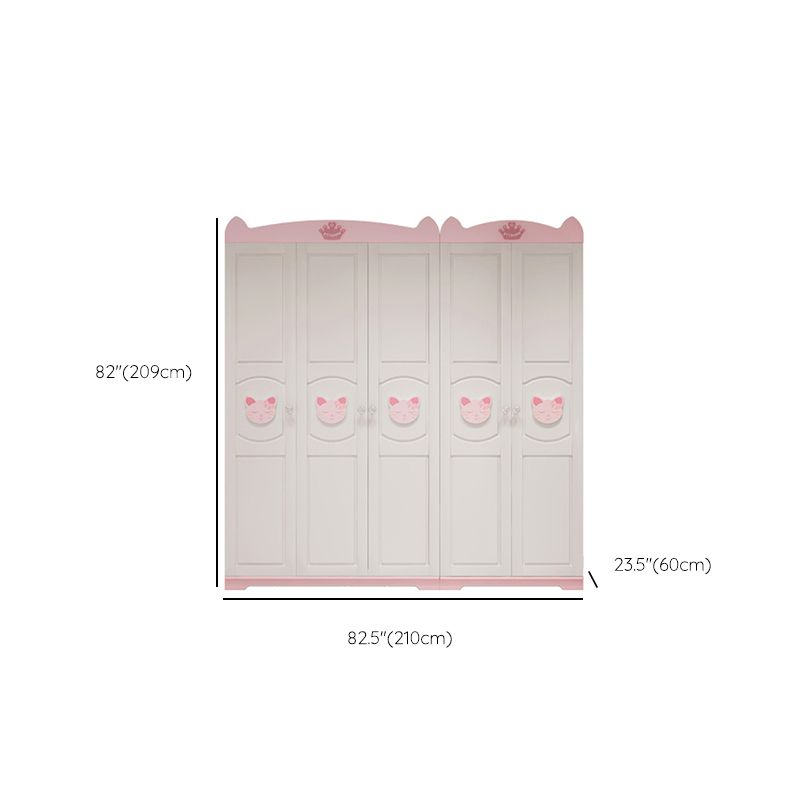 Rectangle Wooden Kid's Armoire White Wood Armoire Cabinet with Garment Rod