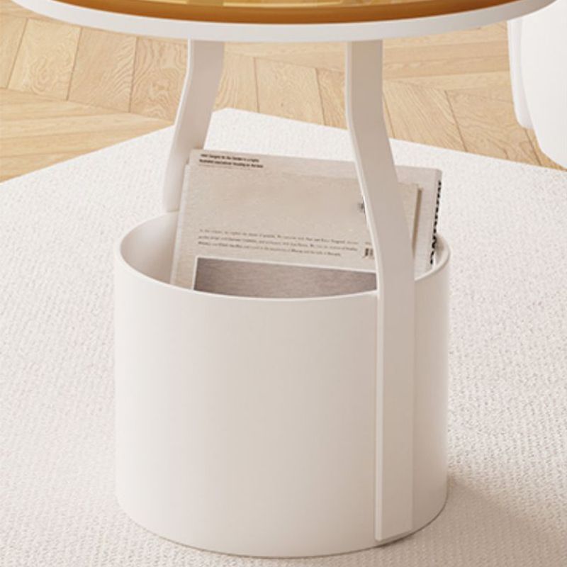 Modern 19.68-inch Tall Metal Abstract Side Table Round Top End Table with Storage