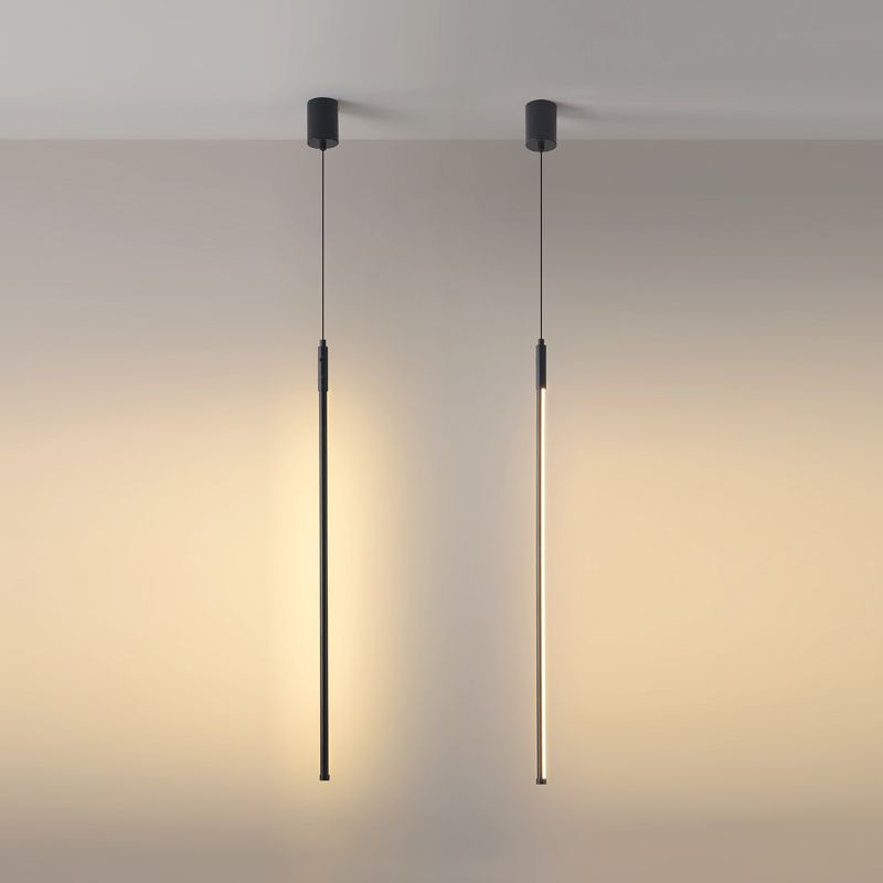 Pendre de style moderne linéaire en métal à 1 lumière pour le restaurant