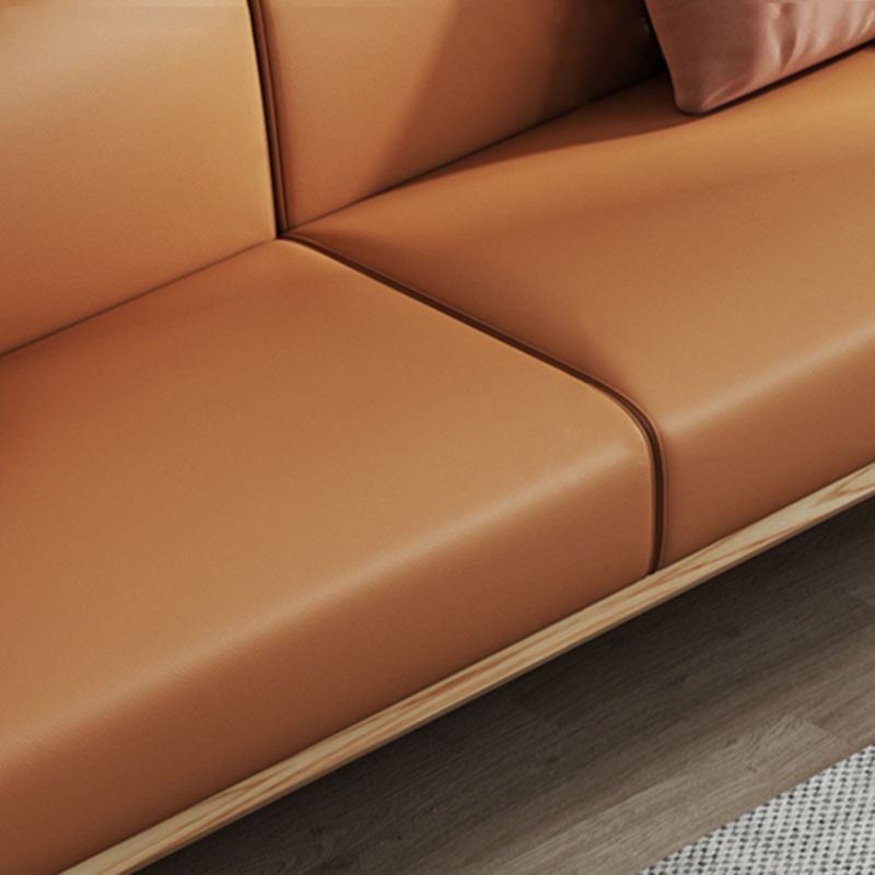 Stationary Stain-Resistant Faux Leather Settee Living Room Pillow Top Arm Sofa