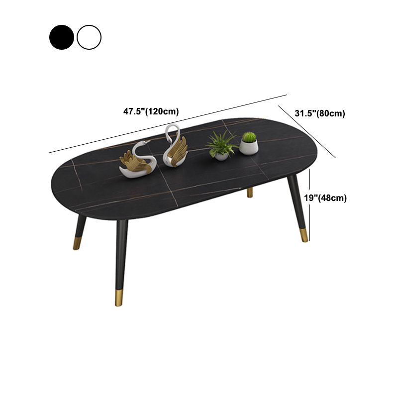 Elliptical Stone Top Cocktail Table 4 Legs 1 Single Coffee Table