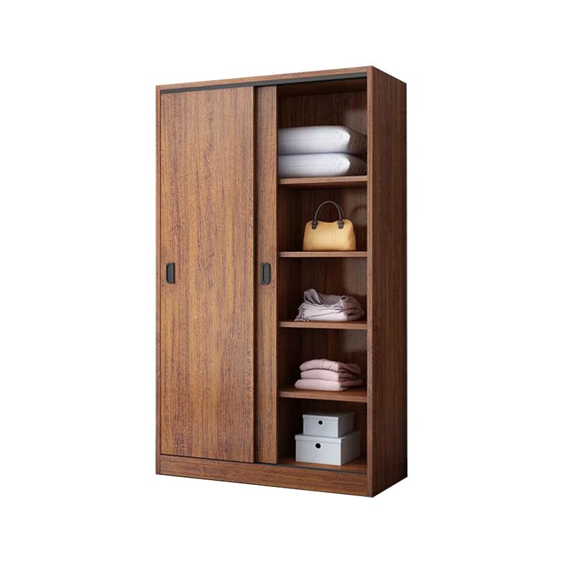 Engineered Wood Wardrobe Armoire Modern Storage Cabinet with Shelves