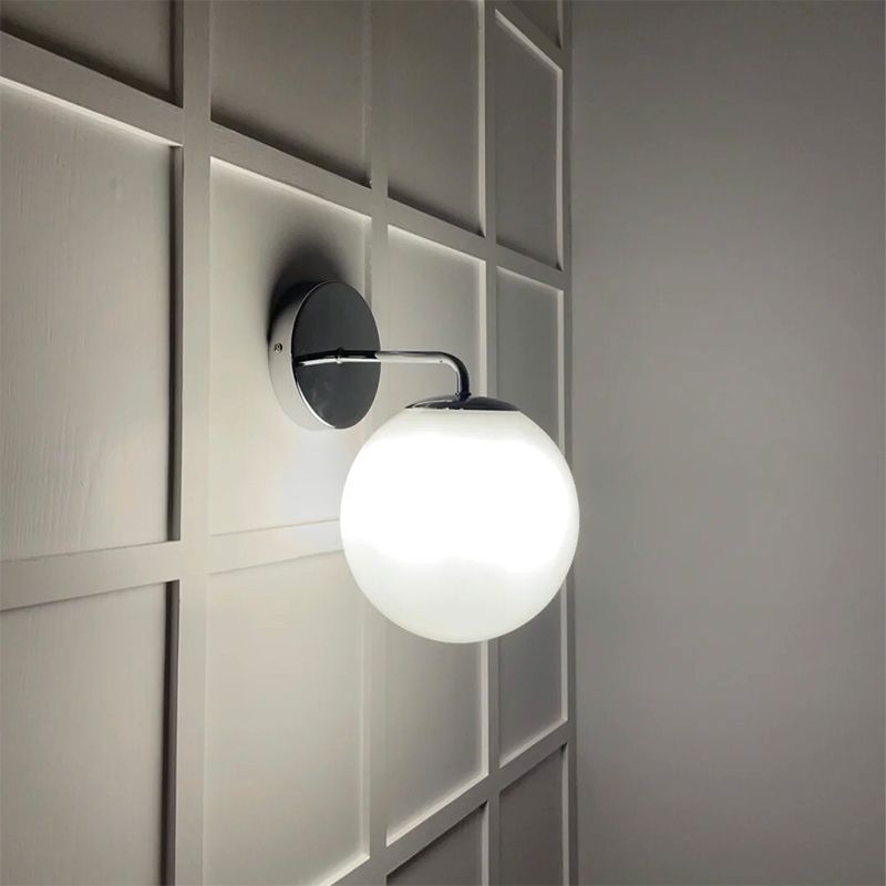 Postmodern Style Metal Wall Light Sconce with Glass Shade for Washroom