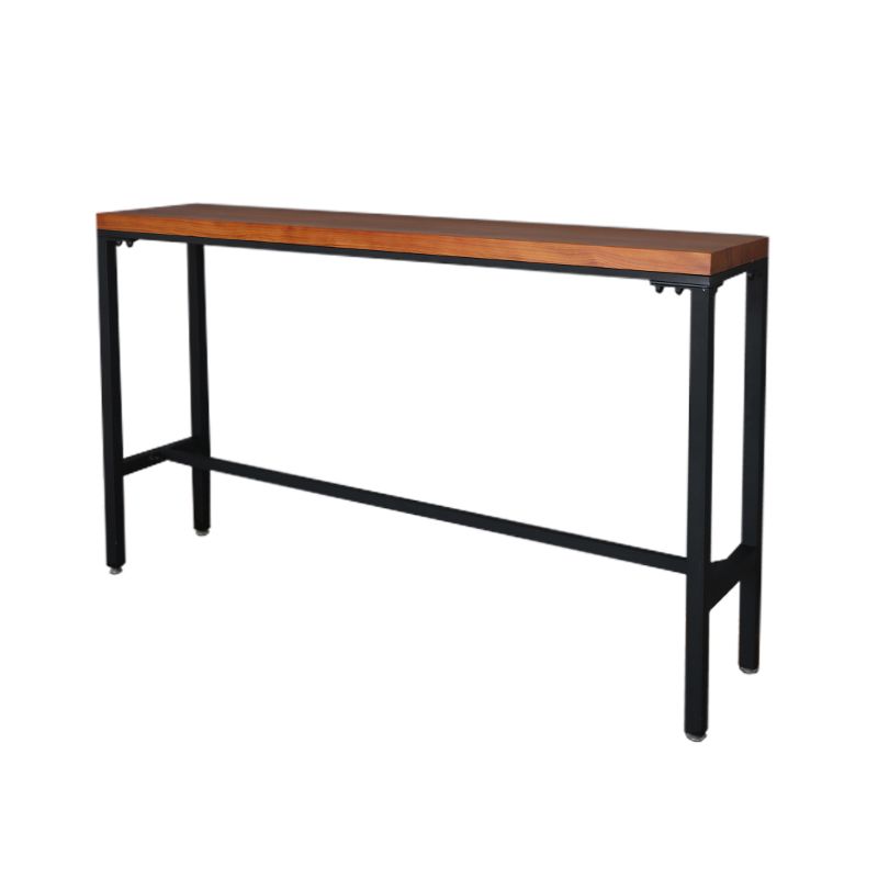 Brown Pine Wood Bistro Table Industrial Style Pub Table for Home