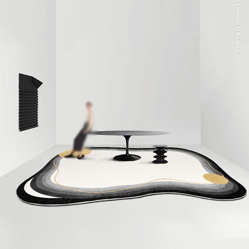 White Minimalist Area Carpet Polyester Abstract Carpet Non-Split Indoor Rug for Home Decoration