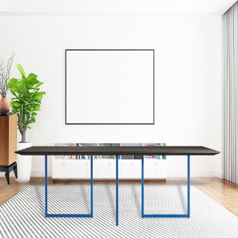 Mesa de comedor de rectángulo industrial de metal mesa de madera maciza para comedor