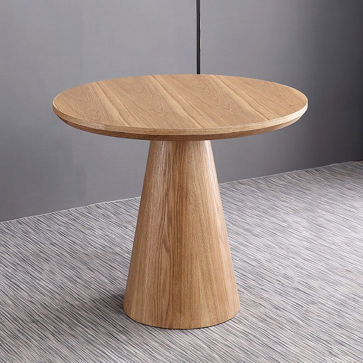 Solid Wood Brown Tone Dining Table Contemporary Pedestal Table for Dining Room