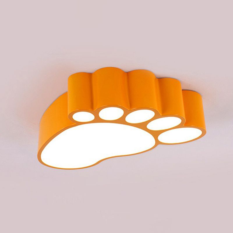 Childrens Feet Shaped Flush Mount Metallic Bedroom LED Flush Ceiling Light Fixture