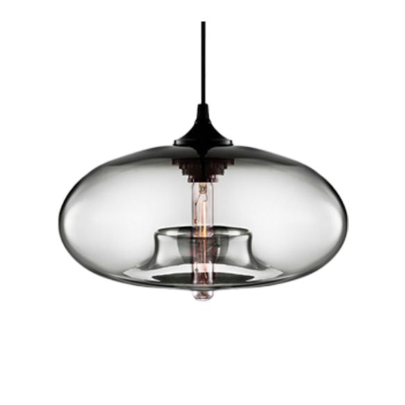 1 lampe suspendue légère avec une teinte en verre ovale