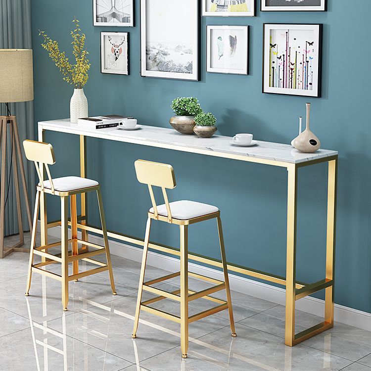 Glam Style Bar Table Artificial Marble Pub Table with Pedal for Dining Room