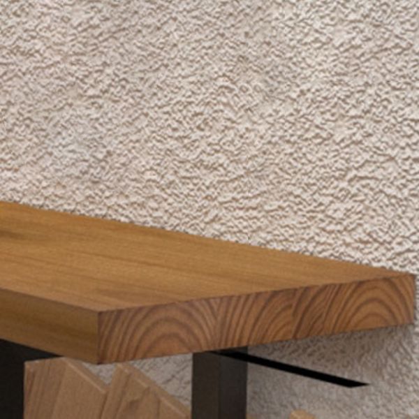 Solid Wood Rectangle Bistro Table with Metal Frame for Living Room