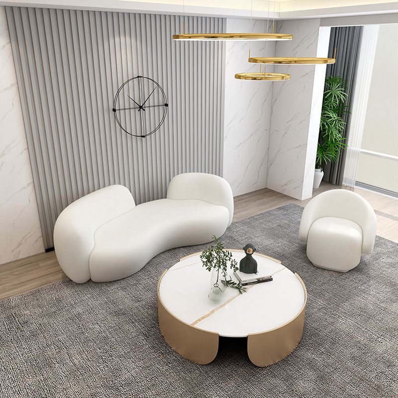 Contemporary Curved Sofa in Beige for Apartment 28.35" High Sofa
