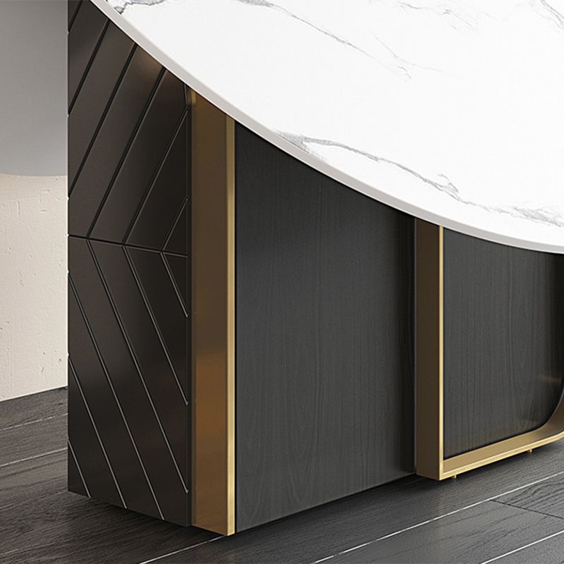 Modern Dining Set 1/3/7 Pcs Sintered Stone Top Dining Table with Folding Chairs