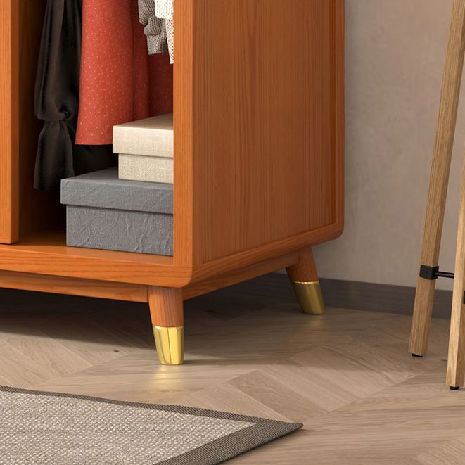 Modern Solid Wood Frame Wardrobe Freestanding Sliding Doors with Legs