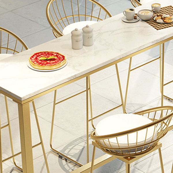 1/7 Pieces Luxurious Rectangular Pub Table Set Artificial Marble Top Counter Table Set