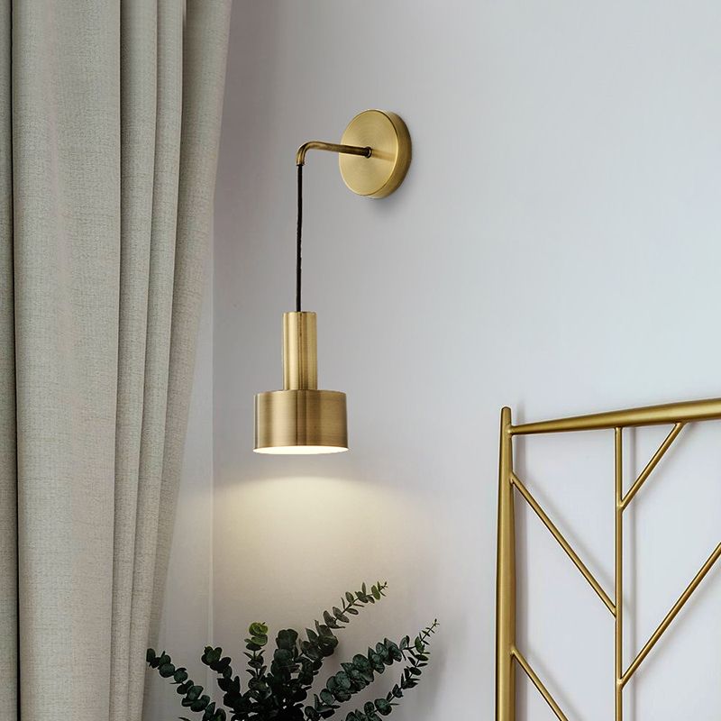 1 Licht lineare und halbe Zylinder Wandleuchte moderne einfache Stilbeleuchtung in Gold