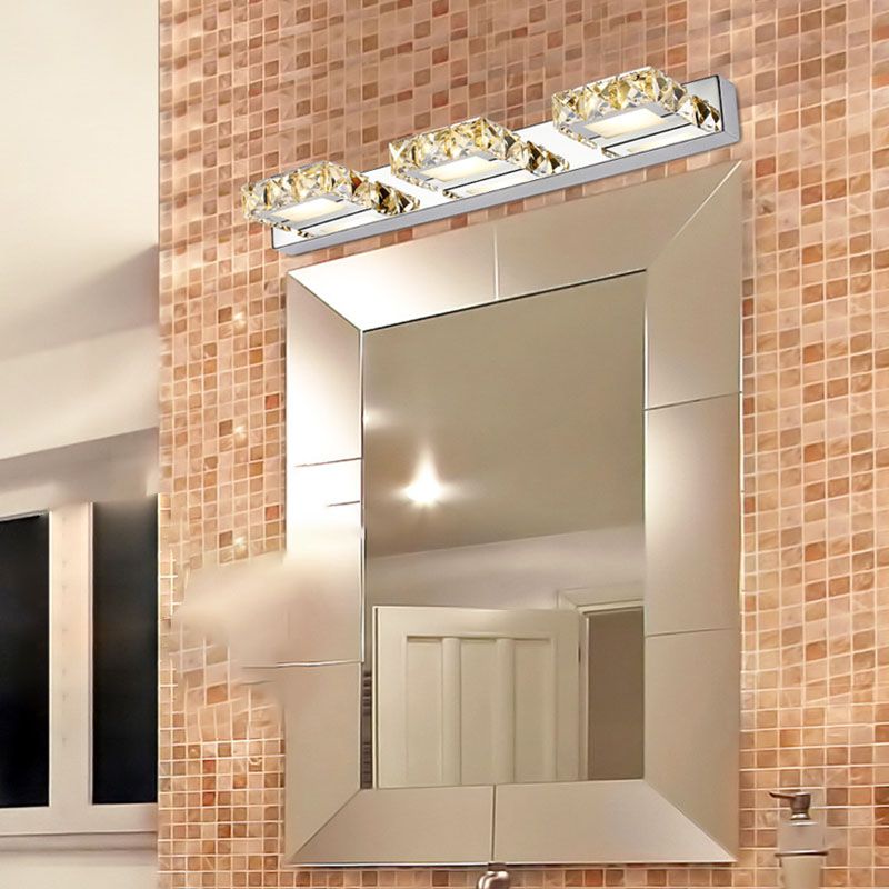 Crystal Geometric Wall Sconce Modern Multi Lights Mirror Wall Mount Light Fixture