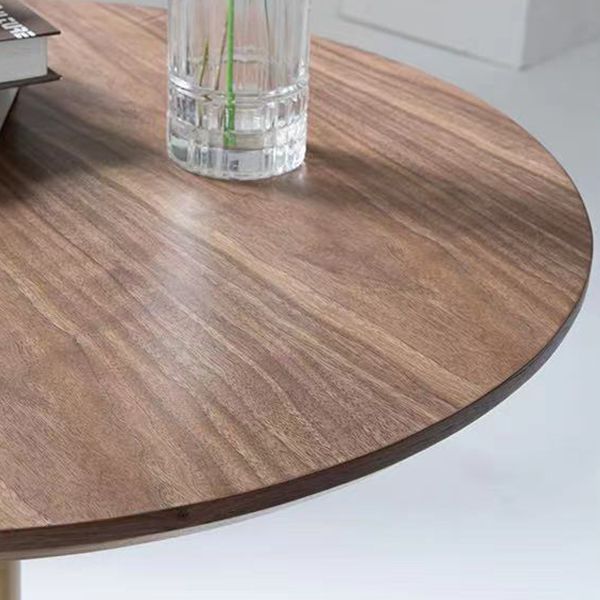 Metal Contemporary Round Dining Table Solid Wood Top Table for Dining Room