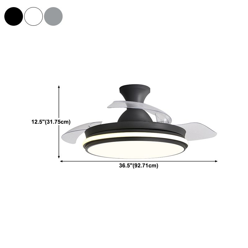 Round Metal Ceiling Fan Lights Kids Style 2 Light Ceiling Fan Lamps for Living Room