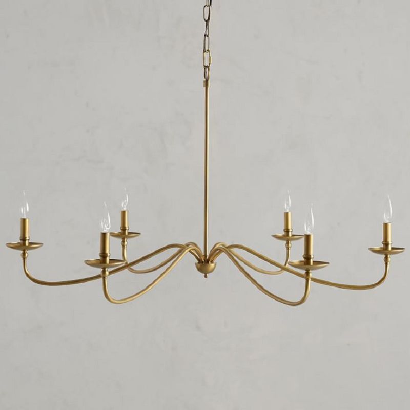6-LIGHTS AMÉRICAUX VINTAGE VINTAGE CUP CUP CUPPORT CURPLE CHANDELER CHANDLESTICK HAUTER DESCEUR 37,8 "LAMPE SUSPENSION DE LA SAUTE