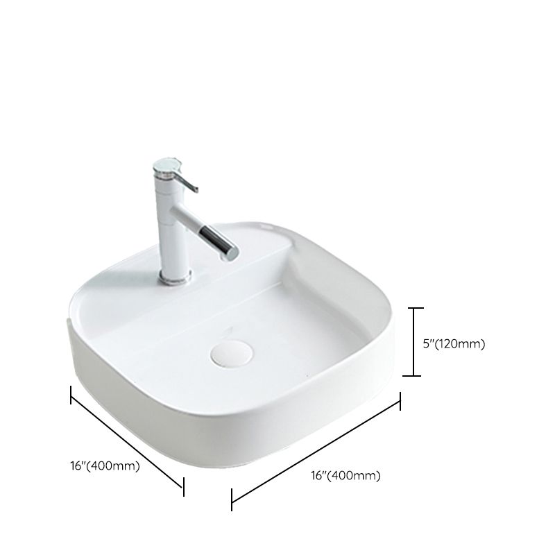 Contemporary Trough Sink Porcelain Trough Bathroom Sink with Faucet Included